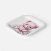 NIEDLICHER PINK-TEDDY-BAR, DER AUF EINEM KLOUTEN S PAPPTELLER (Gewinkelt)