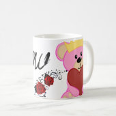 Niedlicher Pink Teddy Bär mit Rose und Tasse des H (VorderseiteRechts)