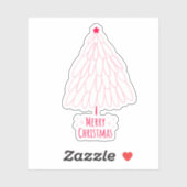 Niedlicher Pink Tree Frohe Weihnachtsbotschaft Aufkleber (Blatt)