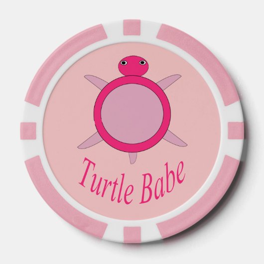 Niedlicher Pink Turtle Babe Poker Chip (Vorderseite)