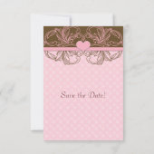 Niedlicher Pink und brauner Polka Dot Save the Dat Date (Rückseite)