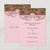 Niedlicher Pink und brauner Polka Dot Save the Dat Date (Vorne/Hinten)