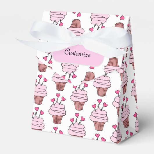 Niedlicher Pink und Weiß Cupcakes Zelt Geschenkschachtel (Vorderseite)