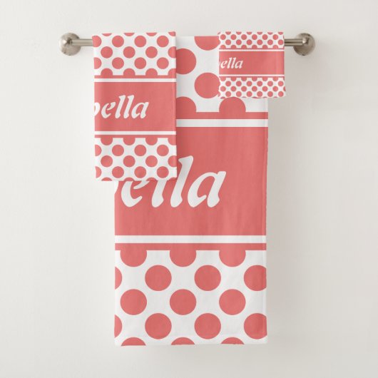 Niedlicher Pink- und Weißpolka-Punkt Badhandtuch Set (Insitu)