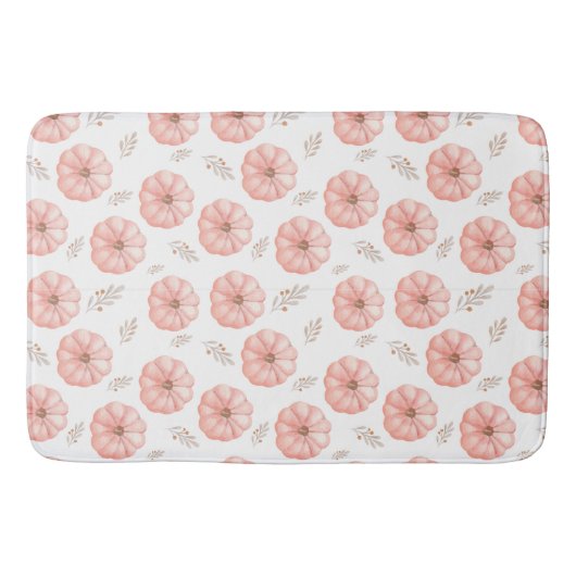 Niedlicher Pink Wasserfarbe Pumpkin Fall Duschvorh Badematte (Vorderseite)