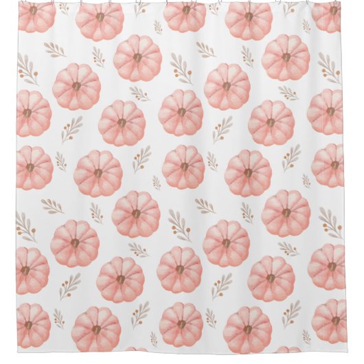 Niedlicher Pink Wasserfarbe Pumpkin Fall Duschvorh Duschvorhang (Vorderseite)