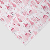 Niedlicher Pink Weihnachtsdorf Schneetag Seidenpapier (Ausschnitt)