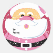 Niedlicher Pink-Weihnachtsmann-Aufkleber Runder Aufkleber (Vorderseite)