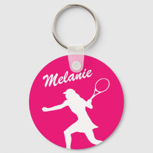 Niedlicher pinkfarbener Tennis-Silhouette-Schlüss Schlüsselanhänger