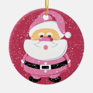 Niedlicher pinkfarbener Weihnachtsfeiertag Keramik Ornament