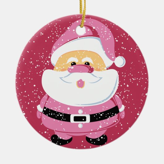 Niedlicher pinkfarbener Weihnachtsfeiertag Keramik Ornament (Vorne)
