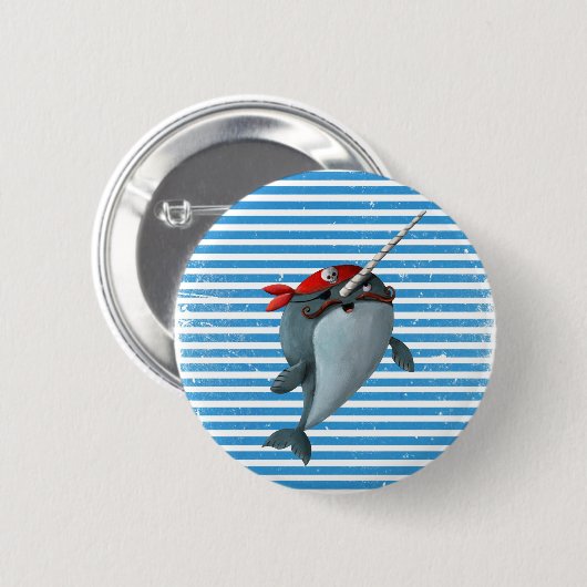 Niedlicher Pirat Narwhal Button (Vorne & Hinten)
