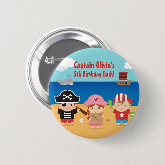 Niedlicher Piraten-Themed Button (Vorne & Hinten)