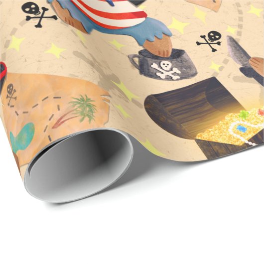 Niedlicher Piratenbär - Karte Geschenkpapier (Rolleneckpunkt)