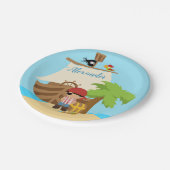 Niedlicher Piratenboy und Individuelle Name Pappteller (Schrägansicht)