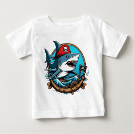 Niedlicher Piratenhai auf dem Schiff Baby T-shirt