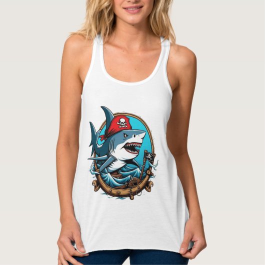 Niedlicher Piratenhai auf dem Schiff Tank Top (Vorderseite)