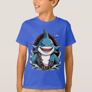 Niedlicher Piratenhai auf einem T - Shirt