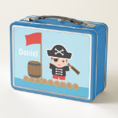 Niedlicher Piratenkapitän Ocean Raft Boys Personal Metall Brotdose (Rückseite)