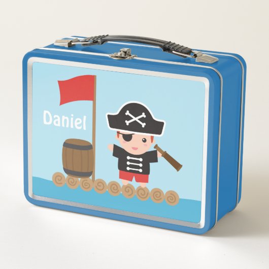 Niedlicher Piratenkapitän Ocean Raft Boys Personal Metall Brotdose (Vorderseite)