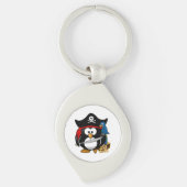 Niedlicher Piratenpinguin mit Papagei Schlüsselanhänger (Vorderseite)