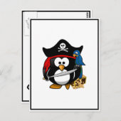 Niedlicher Piratenpinguin mit Schatztruhe Postkarte (Vorne/Hinten)