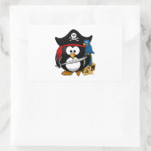 Niedlicher Piratenpinguin mit Schatztruhe Rechteckiger Aufkleber (Tasche)