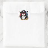 Niedlicher Piratenpinguin mit Schatztruhe Runder Aufkleber (Tasche)