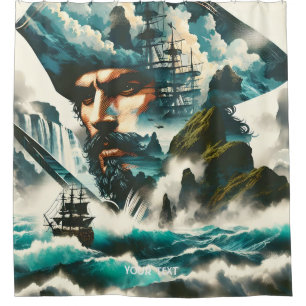 Niedlicher Piratenschiff Duschvorhang