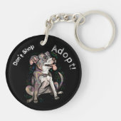 Niedlicher Pit Bull "Adoptier!, Shop nicht" Schlüsselanhänger (Rückseite)
