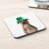 Niedlicher Pit Bull Dog Hat St. Patrick's Day Getränkeuntersetzer (Linke Seite)