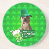 Niedlicher Pit Bull Dog Hat St. Patrick's Day w Cl Getränkeuntersetzer (Vorne)