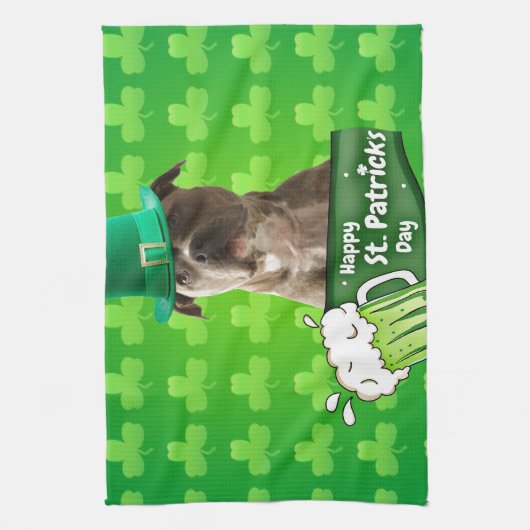 Niedlicher Pit Bull Dog Hat St. Patrick's Day w Cl Handtuch (Vertikal)