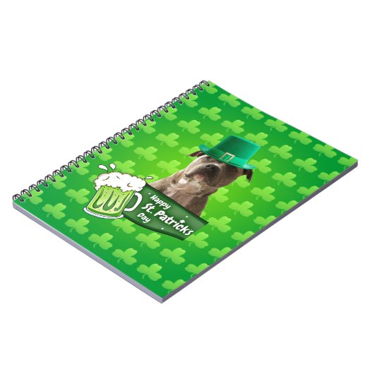 Niedlicher Pit Bull Dog Hat St. Patrick's Day w Cl Notizblock (Linke Seite)