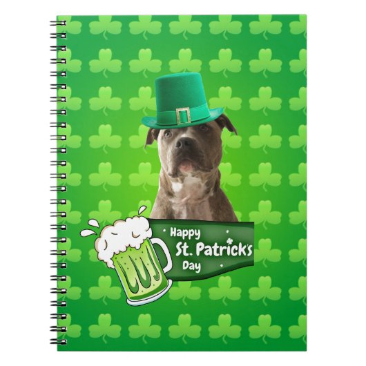 Niedlicher Pit Bull Dog Hat St. Patrick's Day w Cl Notizblock (Vorderseite)