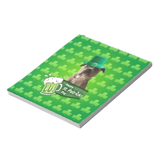 Niedlicher Pit Bull Dog Hat St. Patrick's Day w Cl Notizblock (Rotiert)