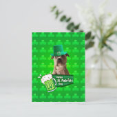 Niedlicher Pit Bull Dog Hat St. Patrick's Day w Cl Postkarte (Stehend Vorderseite)
