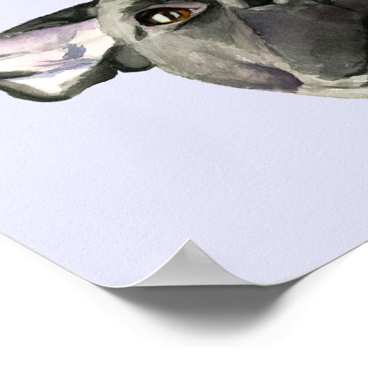 Niedlicher Pit Bull Dog i wovon du Aquarellmalerei Poster (Ecke)