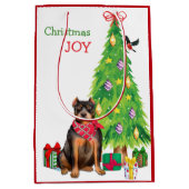 Niedlicher Pit Bull und Weihnachtsbaum Mittlere Geschenktüte (Vorderseite)