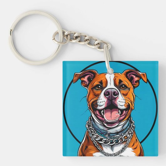 Niedlicher Pitbulhund Schlüsselanhänger (Vorderseite)