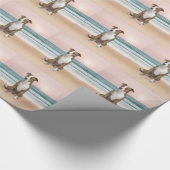 Niedlicher Pitbull Hund sitzend am Strand mit Sonn Geschenkpapier (Ecke)