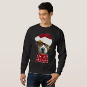 Niedlicher Pitbull in Weihnachtsmannmütze Ugly Chr Sweatshirt (Vorne ganz)