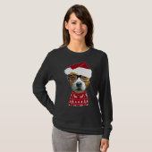 Niedlicher Pitbull in Weihnachtsmannmütze Ugly Chr T-Shirt (Vorne ganz)