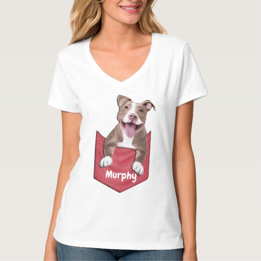 Niedlicher Pitbull Pocket Dog T - Shirt (Vorderseite)
