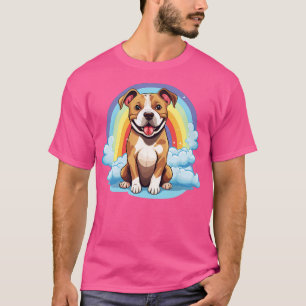 Niedlicher Pitbull Rainbow Cloud Welpe Dog Kawaii T-Shirt