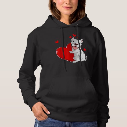 Niedlicher Pitbull-Valentinstag Herzklopfen Hoodie (Vorderseite)