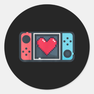 Niedlicher Pixel Heart Gamer Valentinstag T für Me Runder Aufkleber