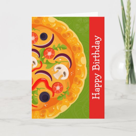Niedlicher Pizzafreund bunt zum Geburtstag Karte (Vorderseite)
