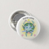 Niedlicher Planet Erde Button (Vorne & Hinten)
