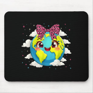 Niedlicher Planet Kokette Leopard Erdtag Frauen Ki Mousepad